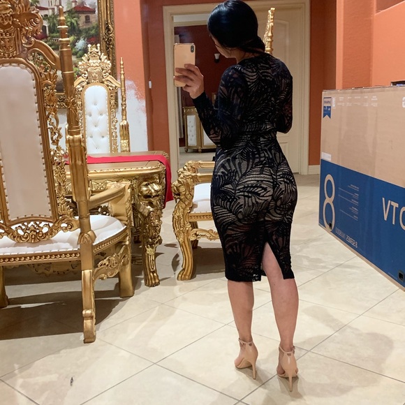 Bebe Black lace midi Dress - Picture 3 of 4